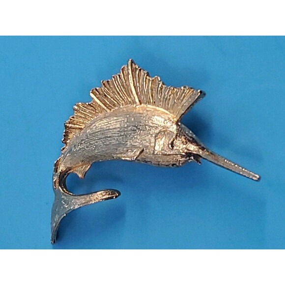 Vintage Swordfish Sailfish Brooch Gold Tone Martin Marine Fisherman Statement - Picture 12 of 12